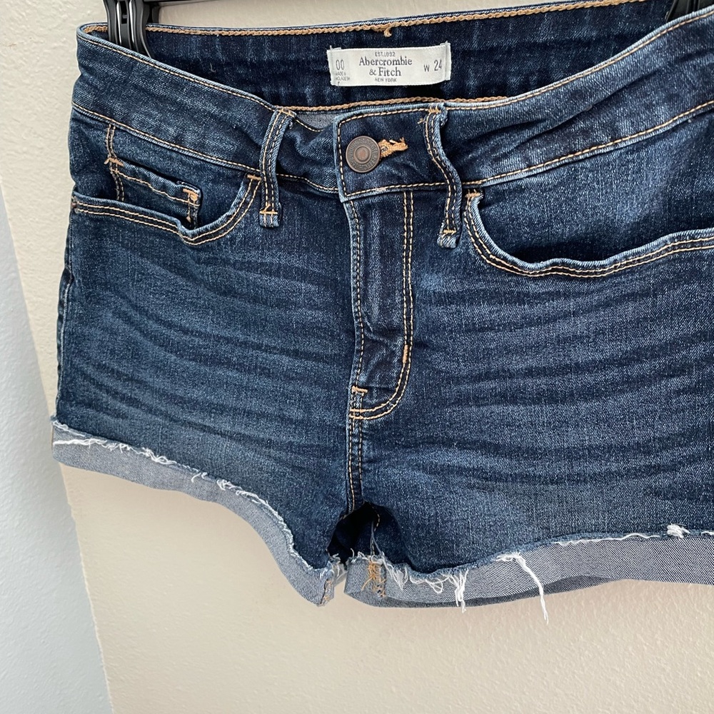 Abercrombie and Fitch Blue Denim Shorts Stretch Cut Offs Size 00